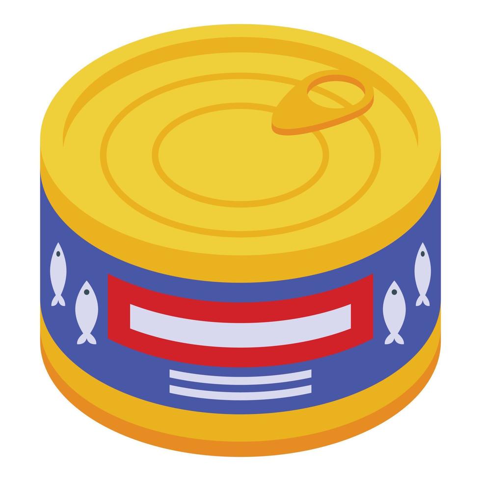Herring tin can icon isometric vector. Ocean fish vector