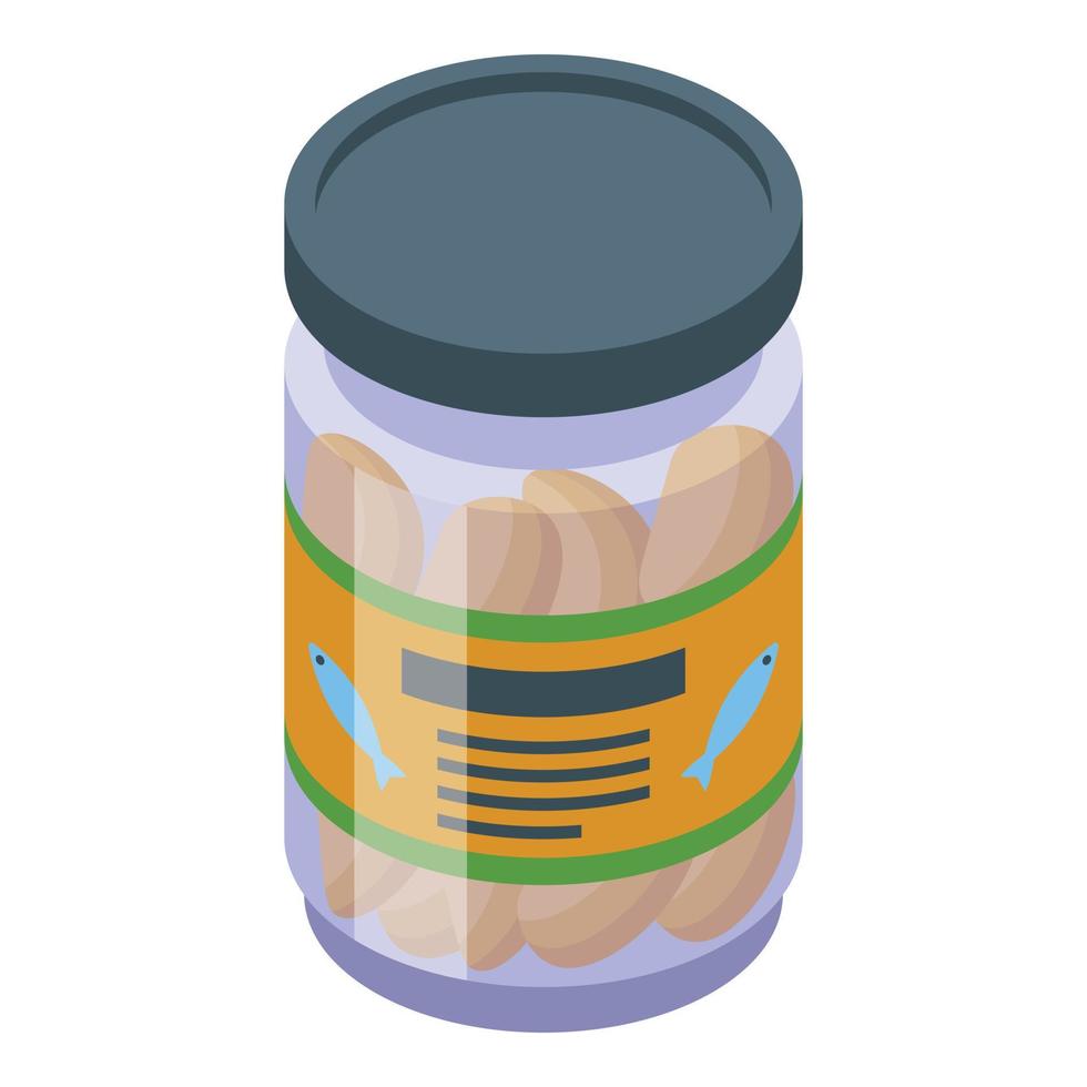 Herring jar icon isometric vector. Ocean fish vector