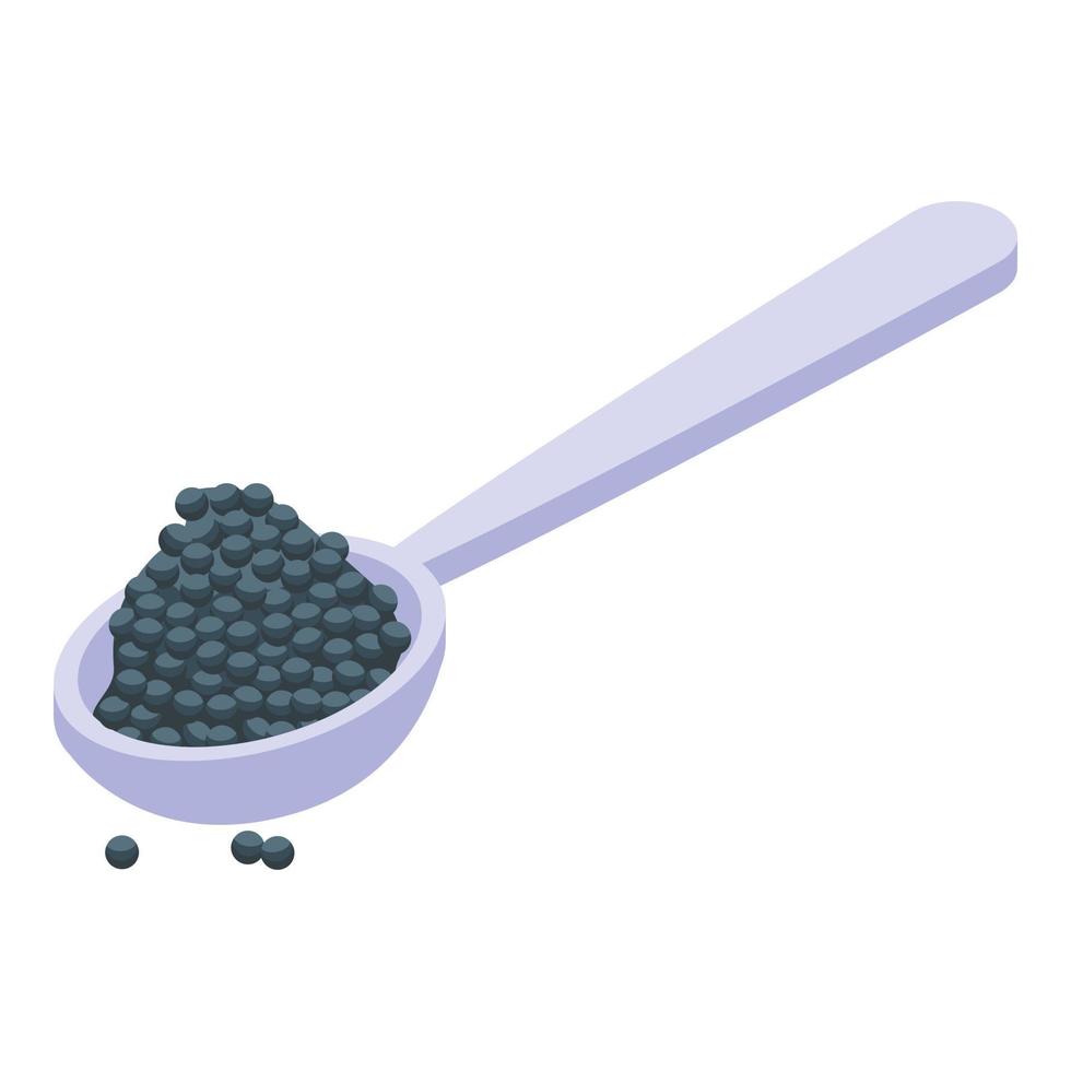 icono de cuchara de caviar de arenque vector isométrico. peces de mar