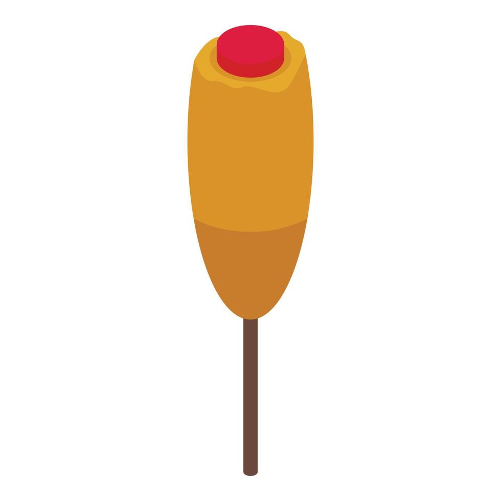 Corn dog food icon isometric vector. Hot stick vector