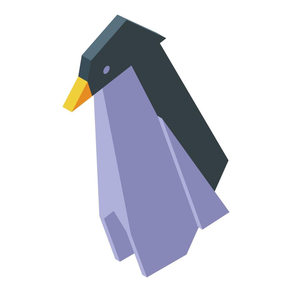 Origami penguin icon isometric vector. Animal paper vector