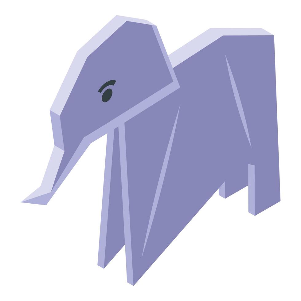 Origami elephant icon isometric vector. Animal paper vector