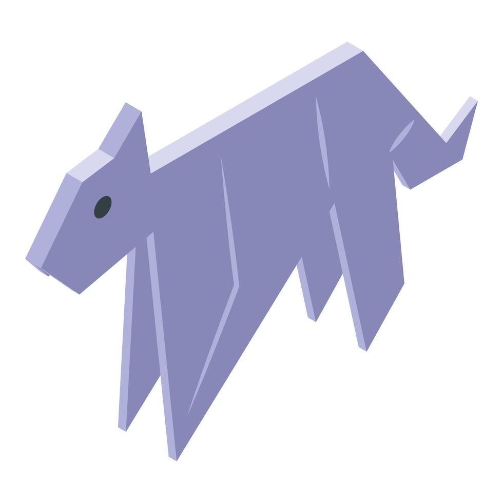 Origami dog icon isometric vector. Paper animal vector