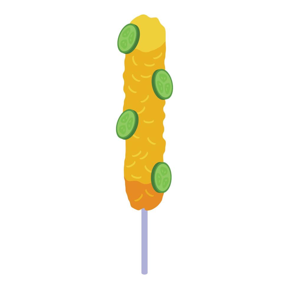 Cucumber corn dog icon isometric vector. Hot food vector