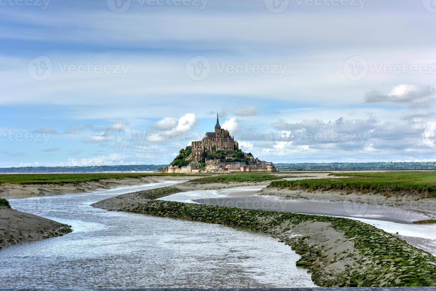 Beautiful Mont Saint-Michel cathedral on the island, Normandy, Northern France, Europe. photo