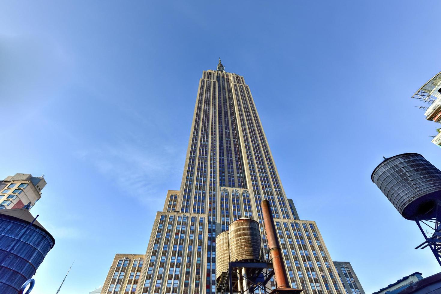View looking up of the Empire State Building in New York City, 2022