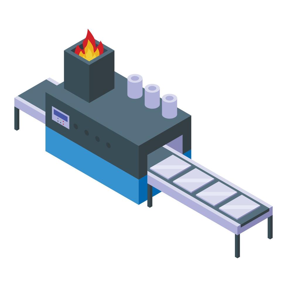 icono de línea de horno de vidrio vector isométrico. producción en fábrica