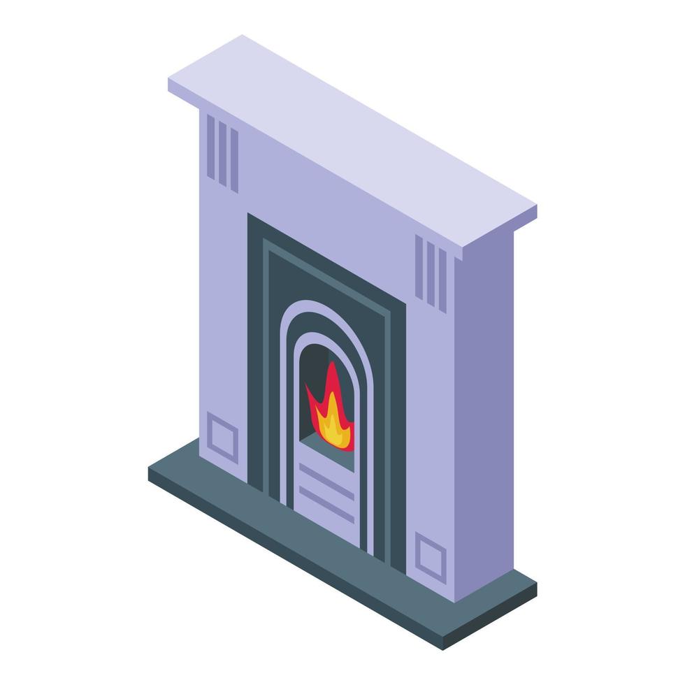 Gas furnace icon isometric vector. Fire house vector