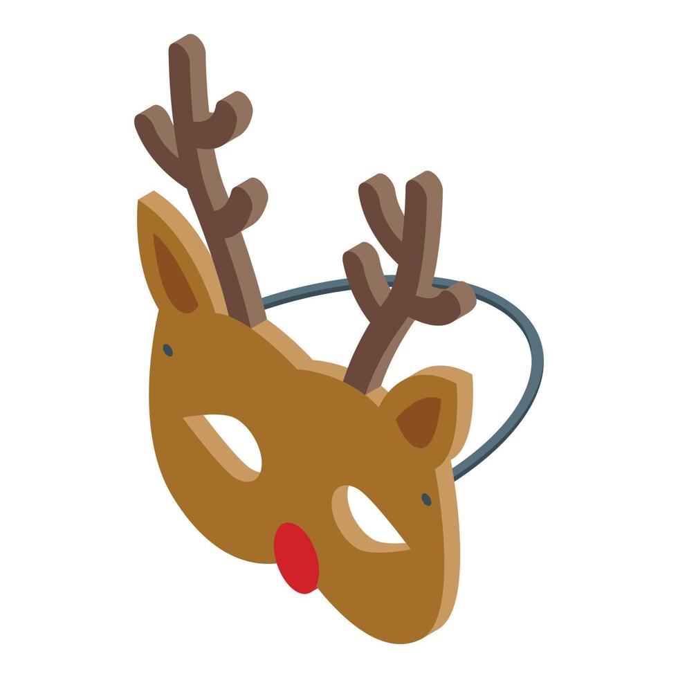 lindo ciervo máscara icono vector isométrico. fiesta de navidad