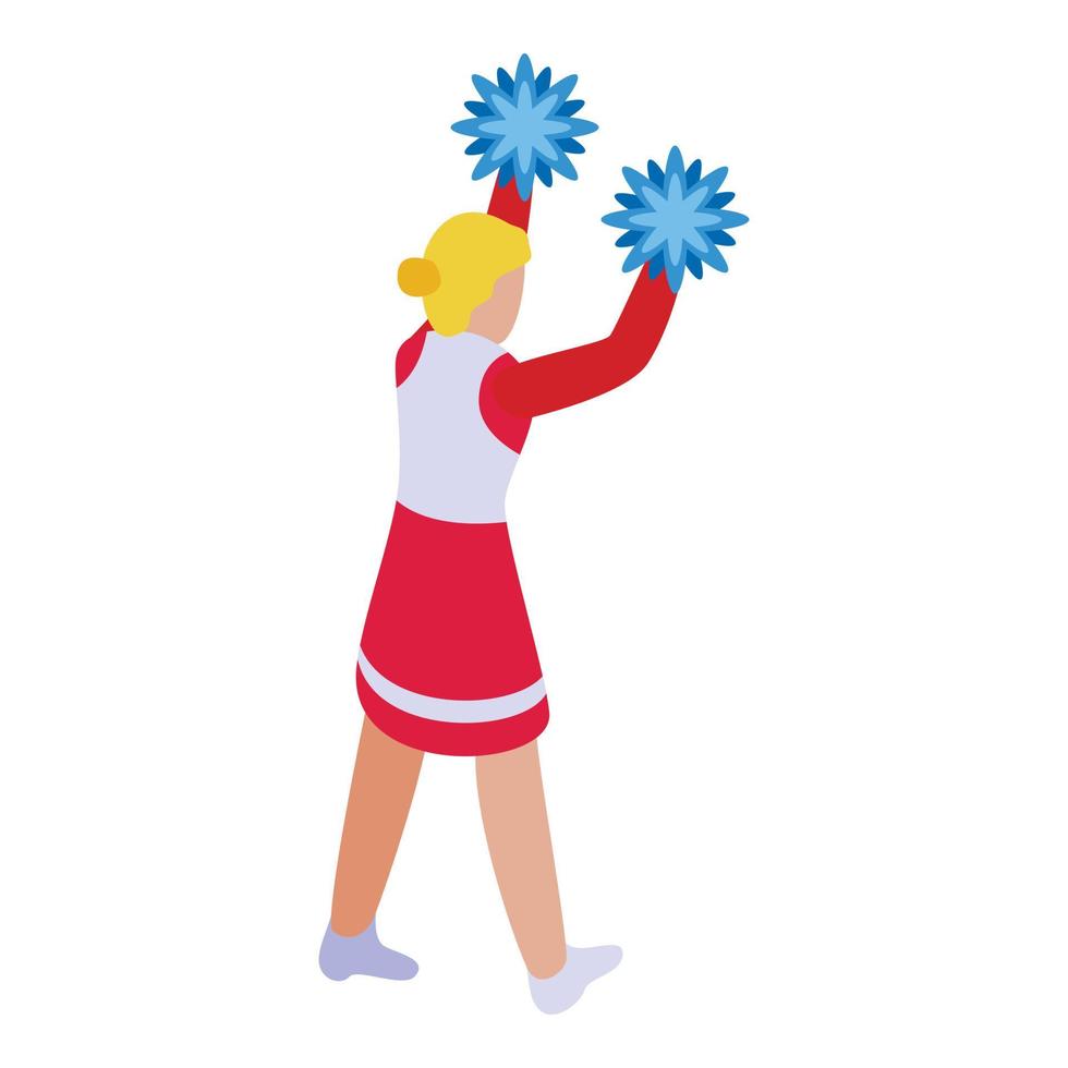 American girl icon isometric vector. Cheer leader vector