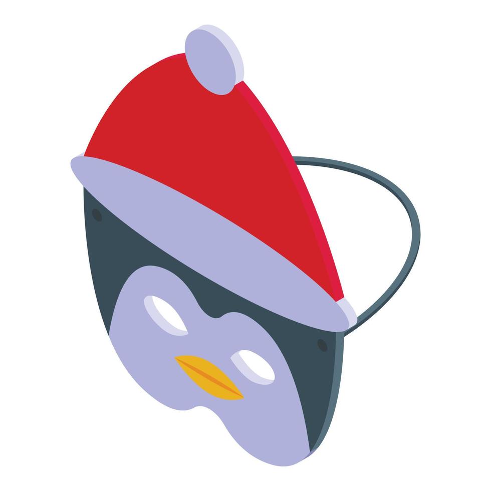 Penguin mask icon isometric vector. Santa hat vector