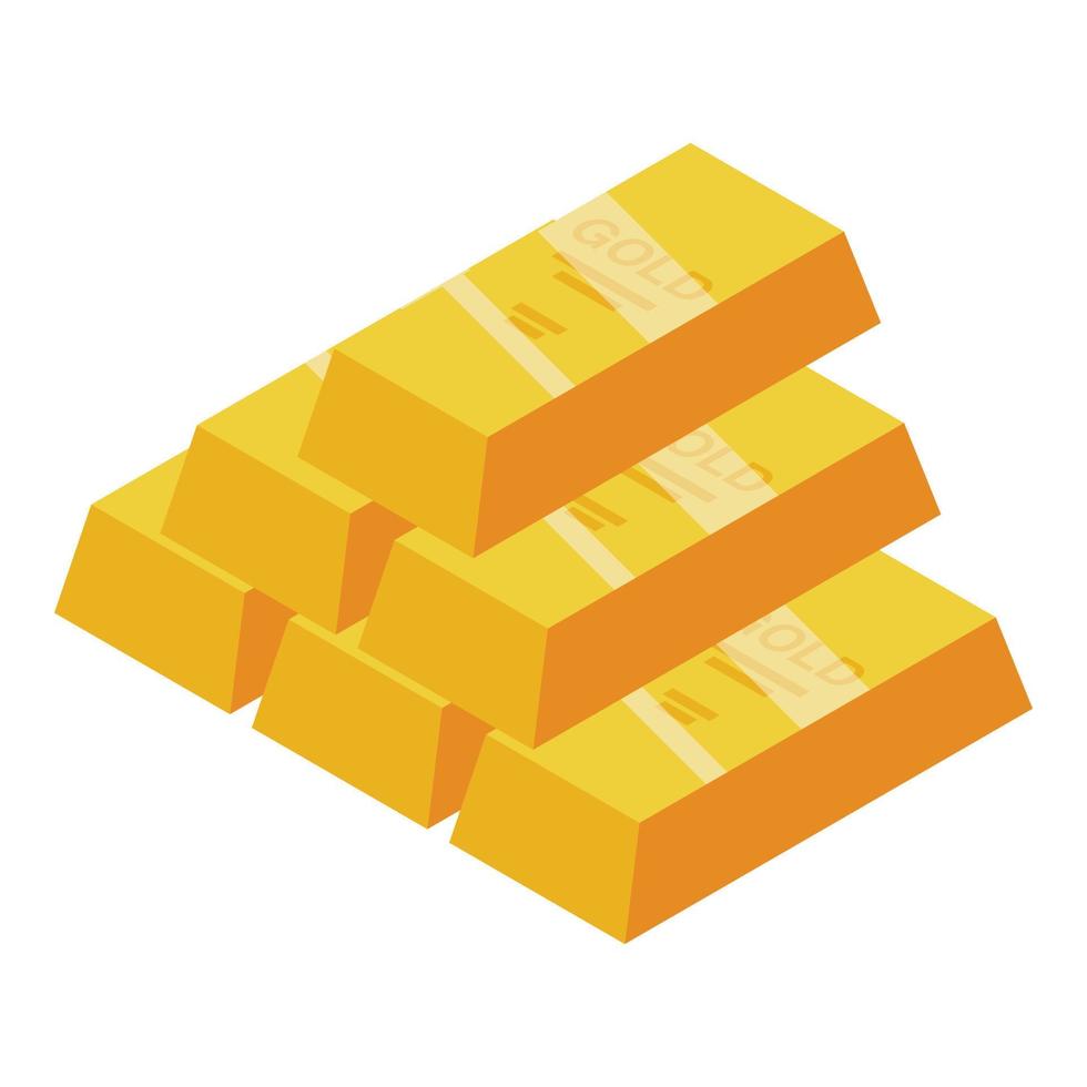 Gold bar stack icon isometric vector. Game mine vector