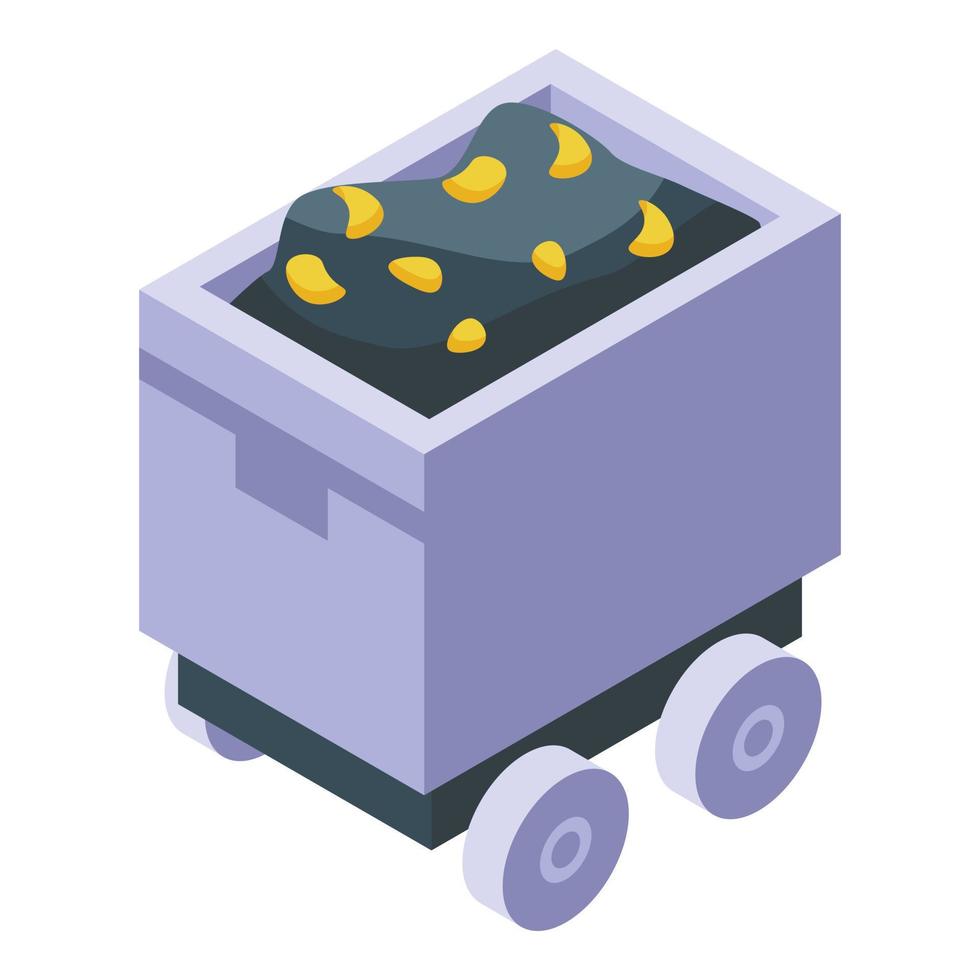 Mining cart icon isometric vector. Gold mine vector