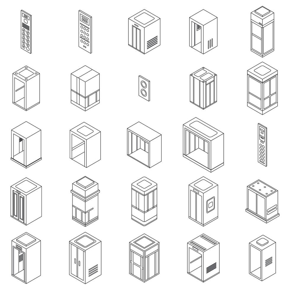 Elevator icons set vector outline