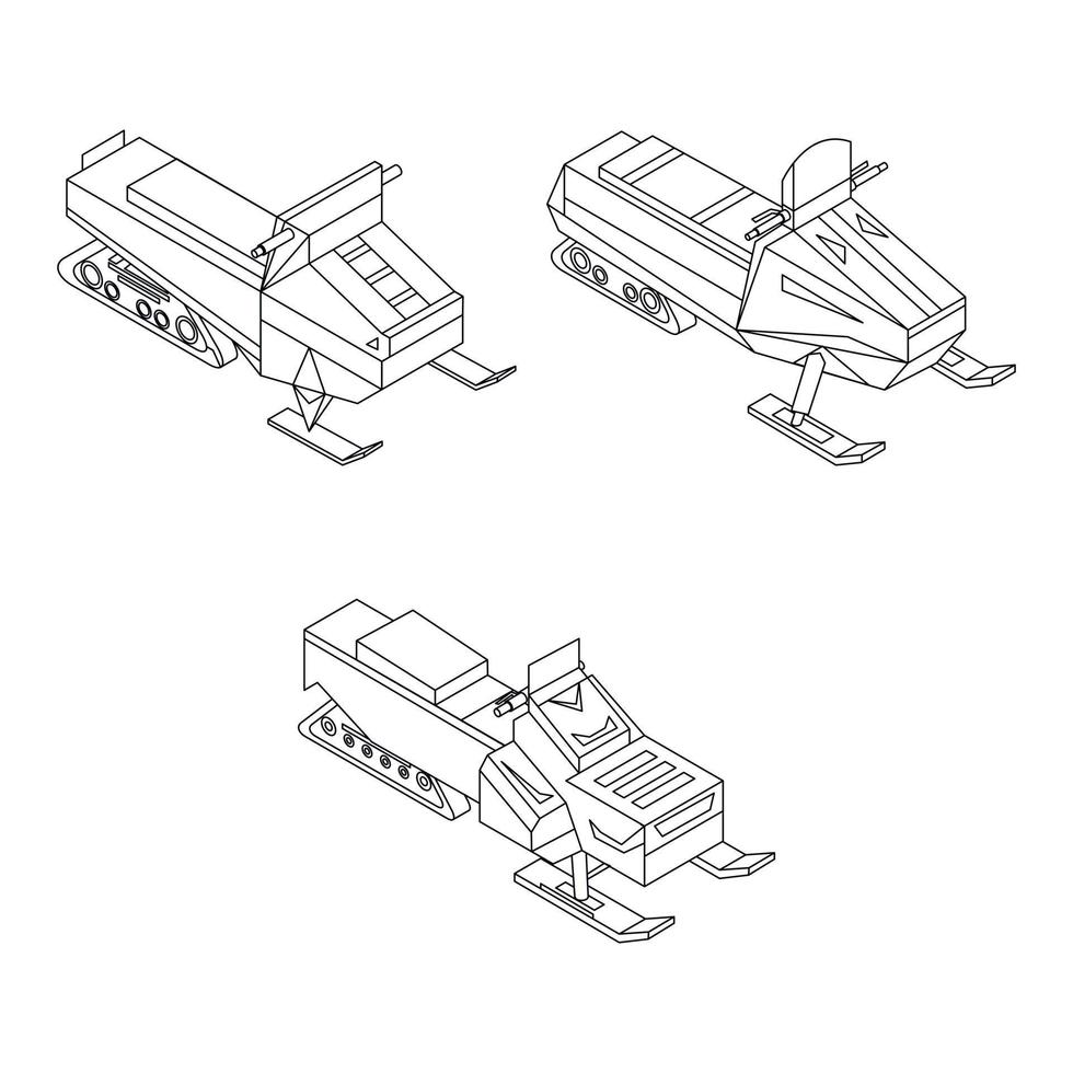 conjunto de iconos de motos de nieve contorno vectorial vector