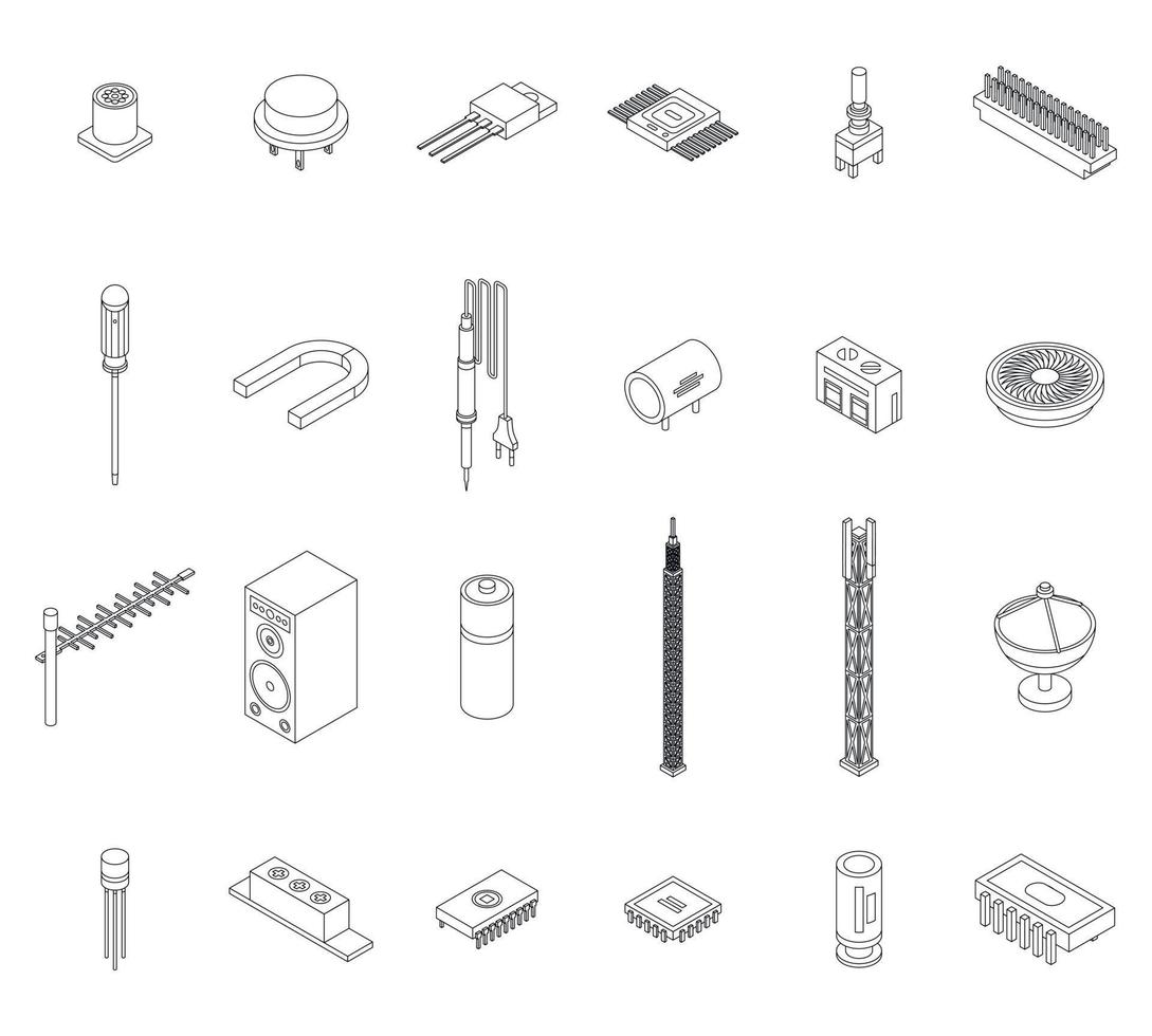 Radio engineer icons set outline vector