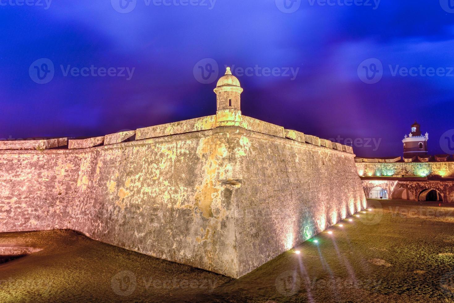 Castillo San Felipe del Morro also known as Fort San Felipe del Morro or Morro Castle at dusk. It is a 16th-century citadel located in San Juan, Puerto Rico. photo