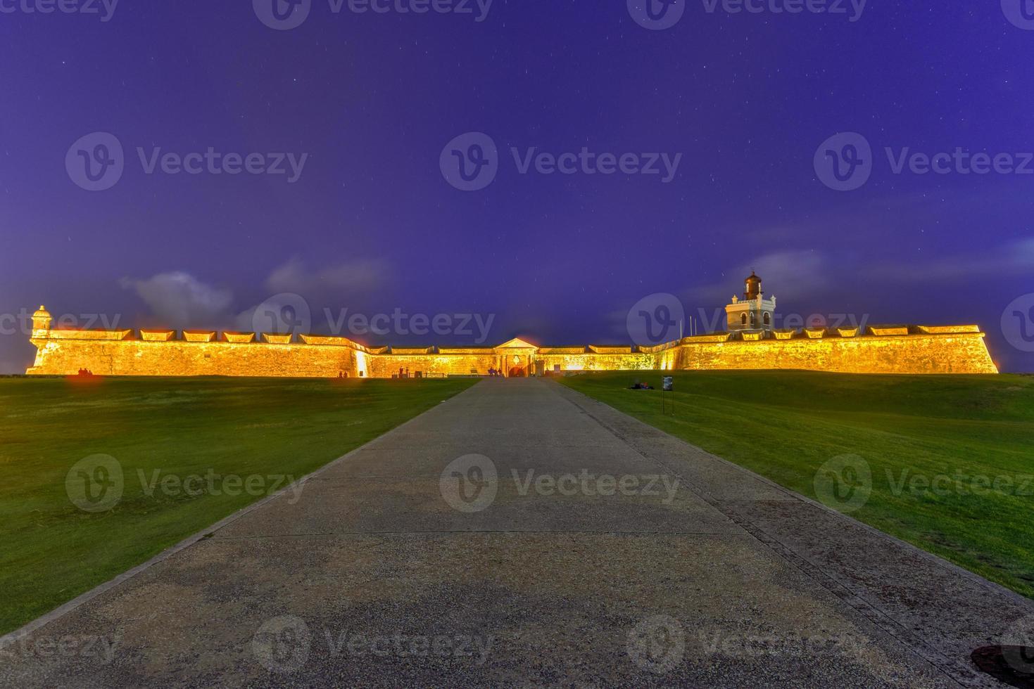 Castillo San Felipe del Morro also known as Fort San Felipe del Morro or Morro Castle at dusk. It is a 16th-century citadel located in San Juan, Puerto Rico. photo