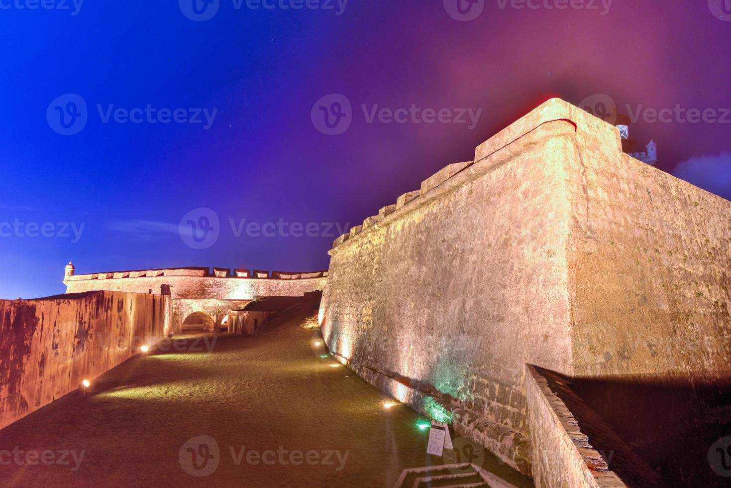 Castillo San Felipe del Morro also known as Fort San Felipe del Morro or Morro Castle at dusk. It is a 16th-century citadel located in San Juan, Puerto Rico. photo