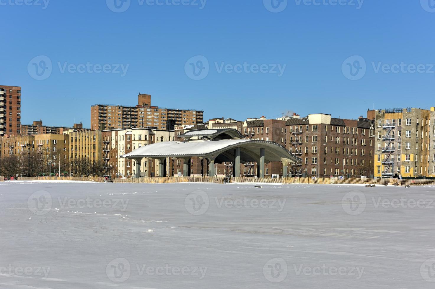 Coney Island Beach in Brooklyn, New York after a major snowstorm. photo