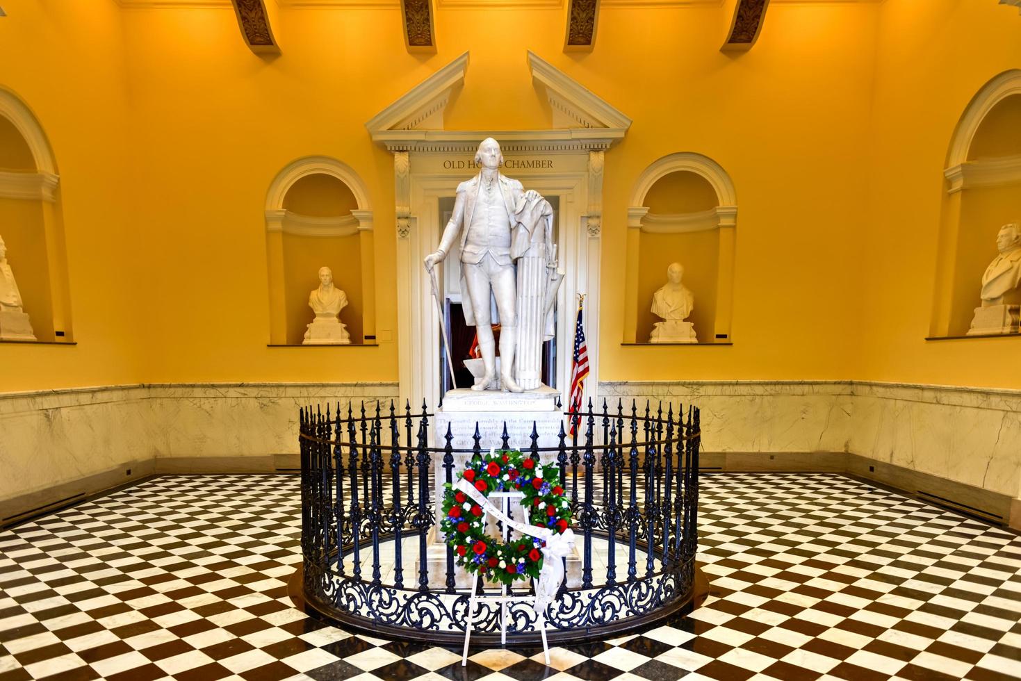 Richmond, Virginia - Feb 19, 2017 -  Monument to George Washington in the rotunda in the Virginia State Capitol in Richmond, Virginia. photo