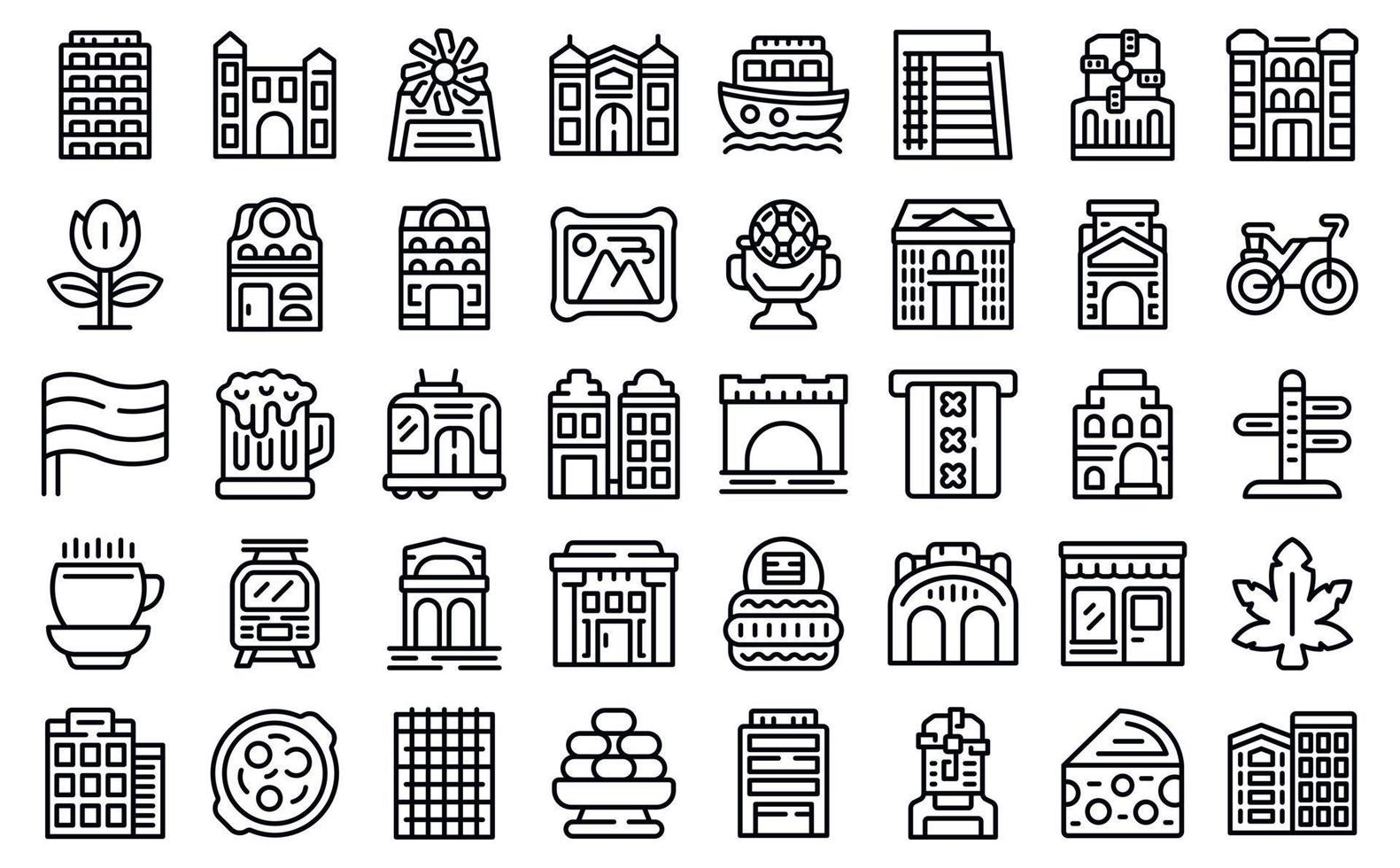 Amsterdam icons set outline vector. Europe house vector