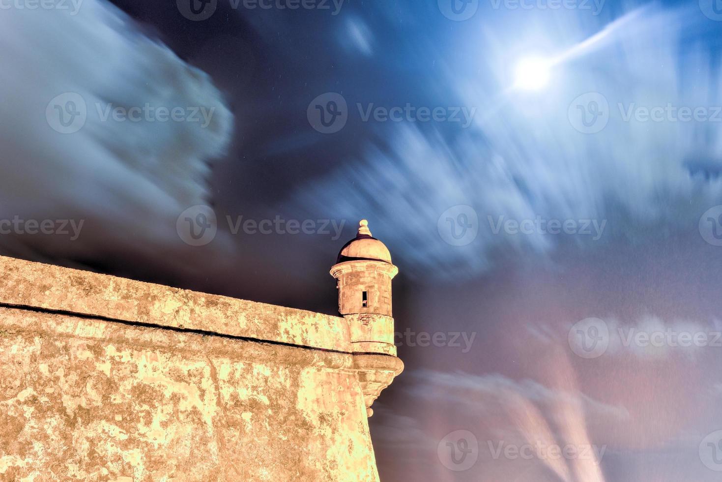 Castillo San Felipe del Morro also known as Fort San Felipe del Morro or Morro Castle at dusk. It is a 16th-century citadel located in San Juan, Puerto Rico. photo