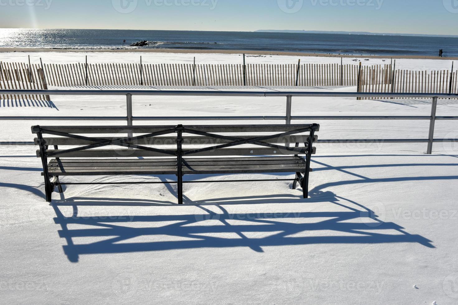Coney Island Beach in Brooklyn, New York after a major snowstorm. photo