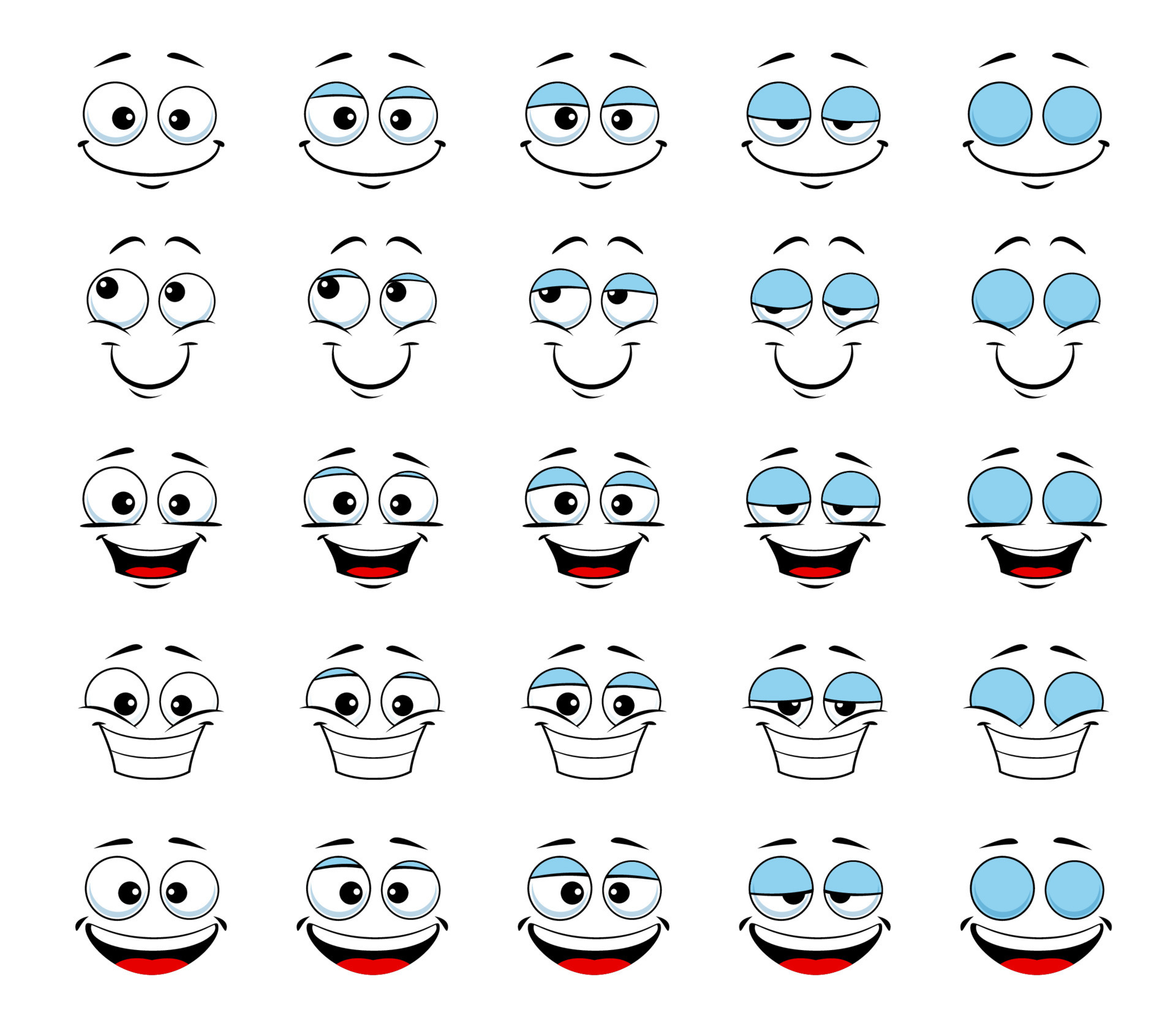 Cartoon face and blink eye animation. Vector sprite sheet with human personage smiling expression, animated sequence frame of blinking eyeballs and smile toothy mouth steps. Friendly wink emoticon 16162363 Vector Art at Cartoon face and blink eye animation. Vector sprite sheet with human personage smiling expression, animated sequence frame of blinking eyeballs and smile toothy mouth steps. Friendly wink emoticon 16162363 Vector Art at