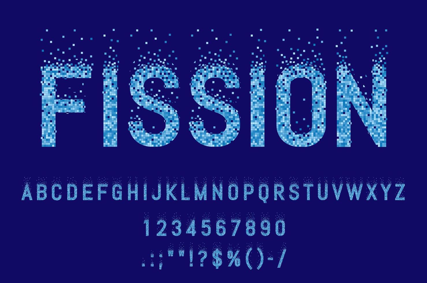 Split mosaic pixel font, fission typeface or type vector