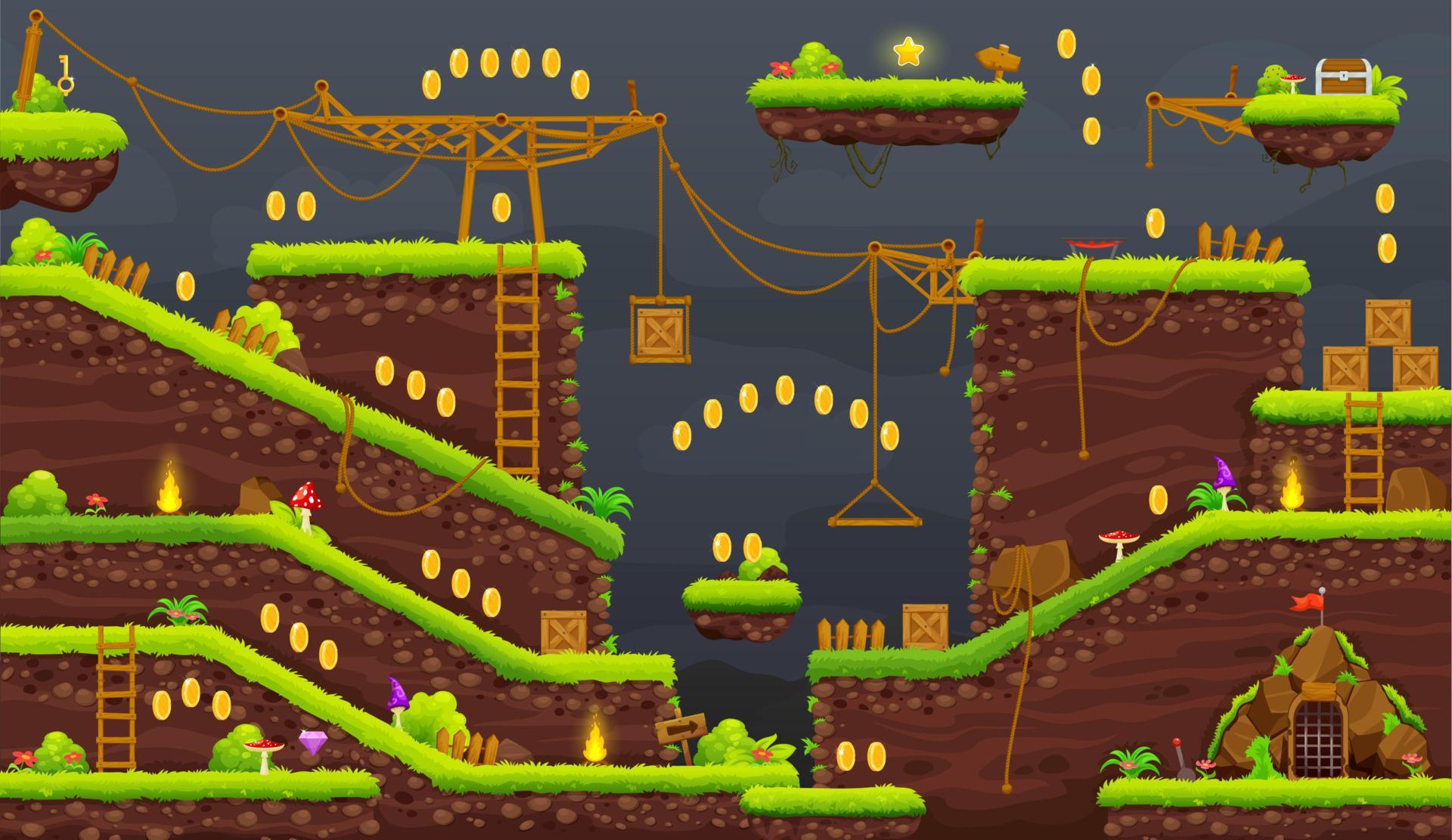 2d arcade game night or underground interface 16162436 Vector Art at ...