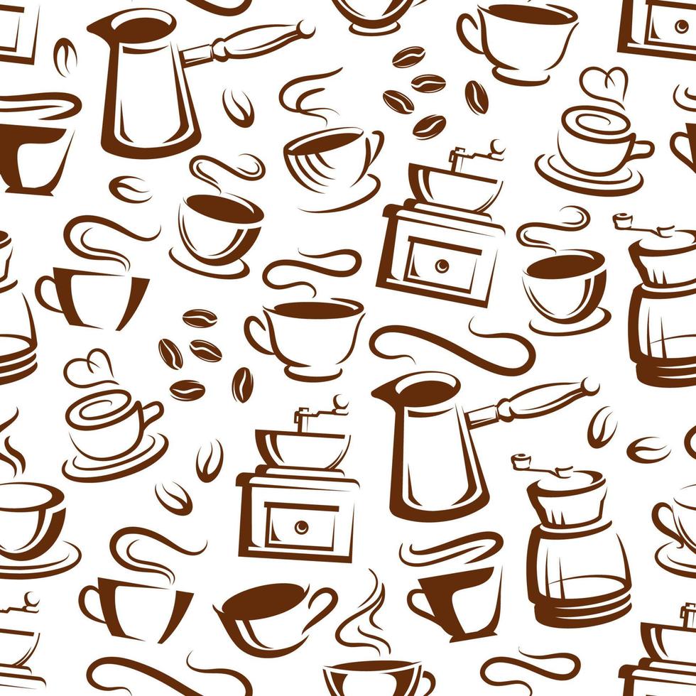 Coffee cups and makers seamless pattern background vector