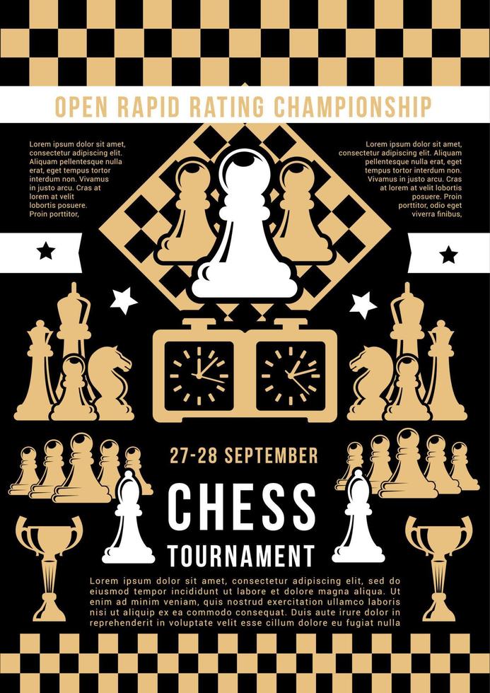 Chess game open tournament, vector