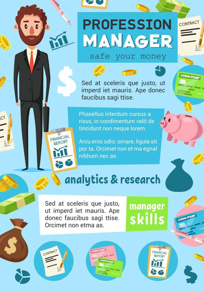 Manager profession. Business or finance occupation vector