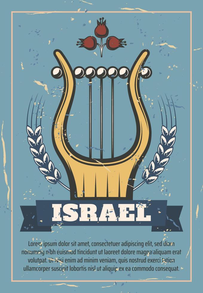 israel rey david arpa o lira instrumento musical vector