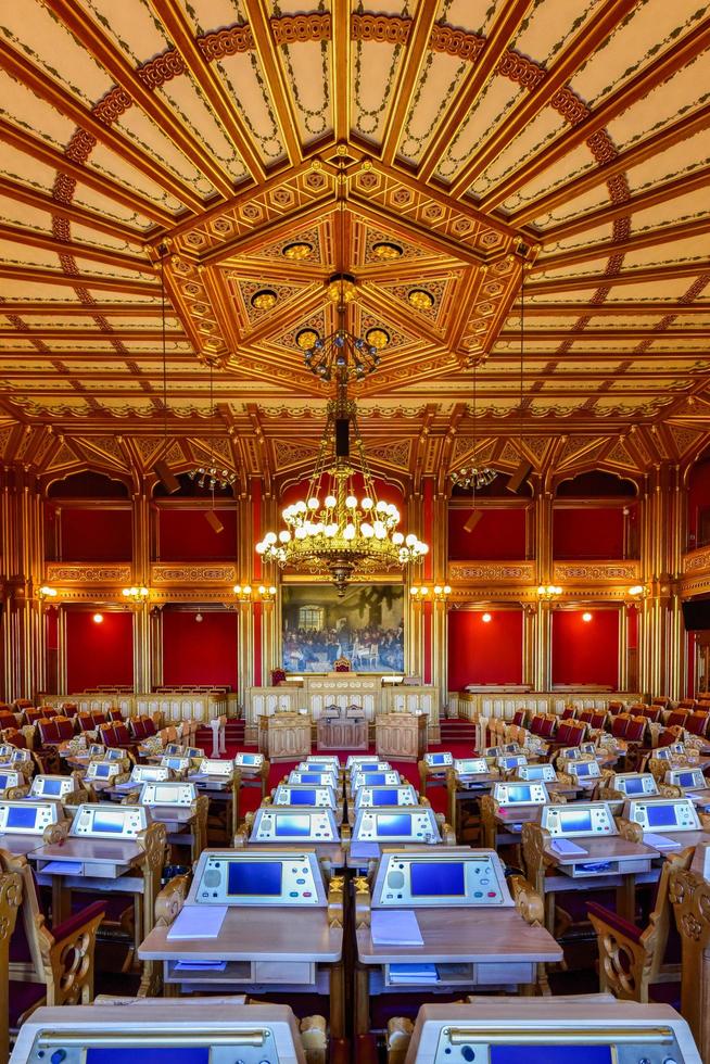 Oslo, Norway - February 27 2016 -  Interior of the Storting buildingis the seat of the Storting, the parliament of Norway, located in central Oslo. photo