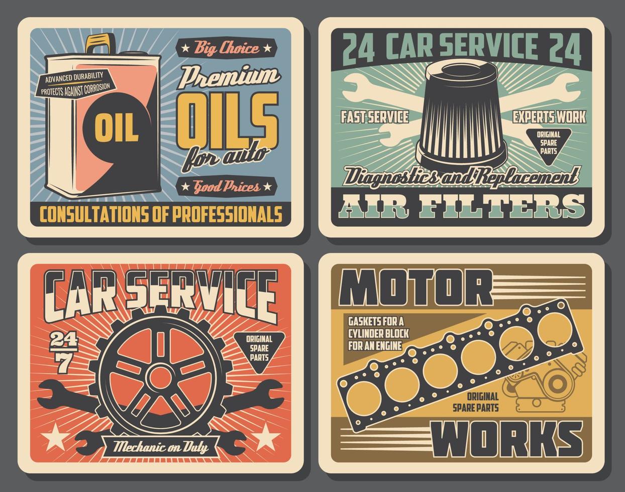 piezas de repuesto de servicio de coche. aceite de motor, engranaje, filtro vector