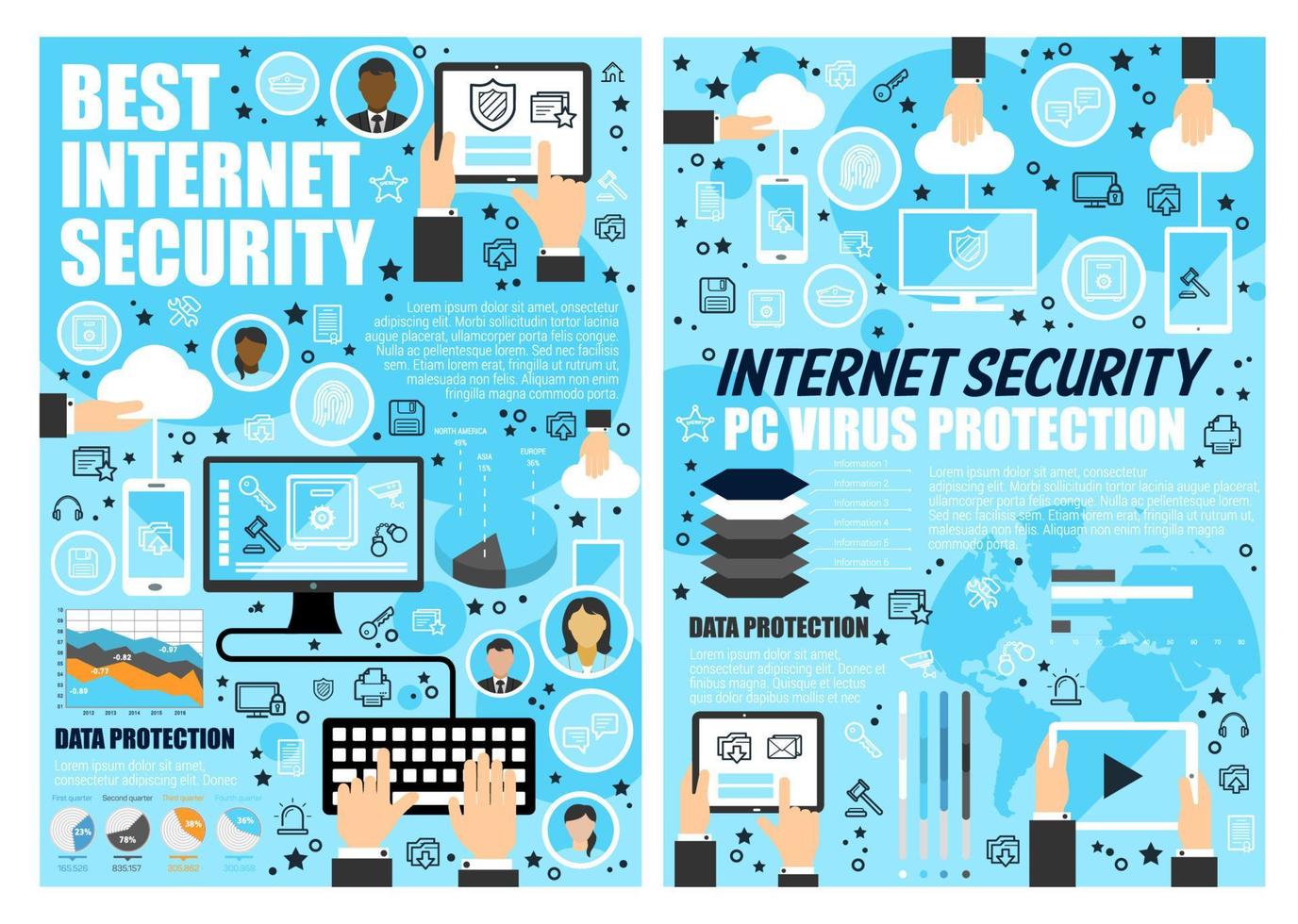 seguridad de internet y tecnología de protección de datos vector