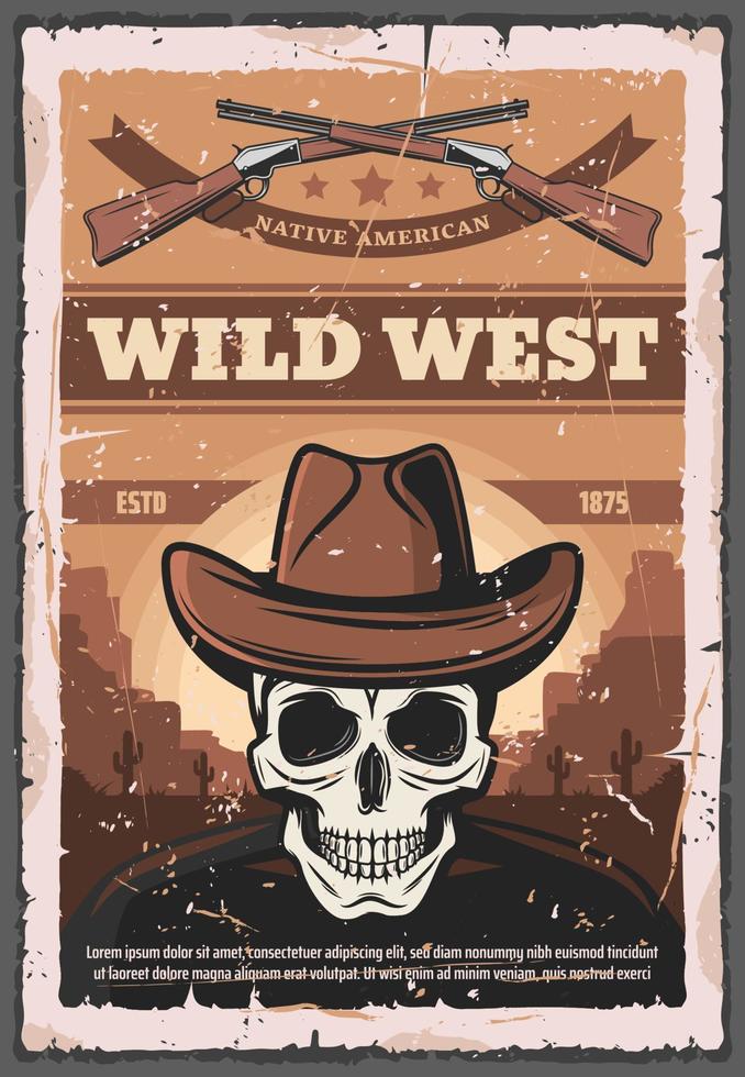 American Wild West, skull and rifles vector