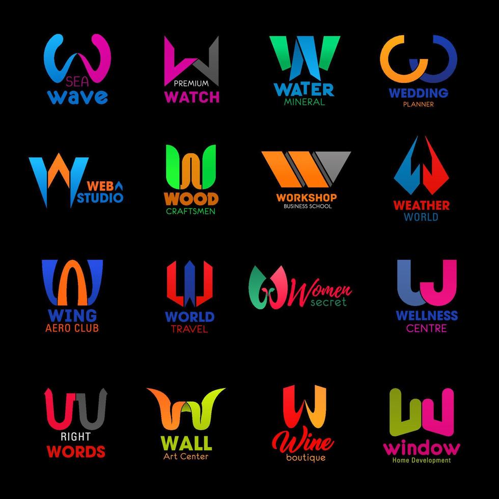 W letter icons modern business company design vector