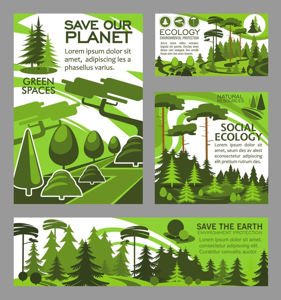 Save planet ecology green project vector posters