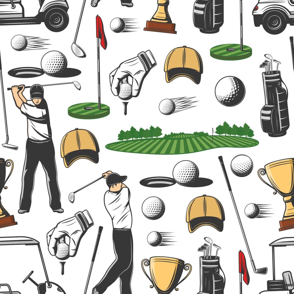 Golf sport game seamless pattern background vector