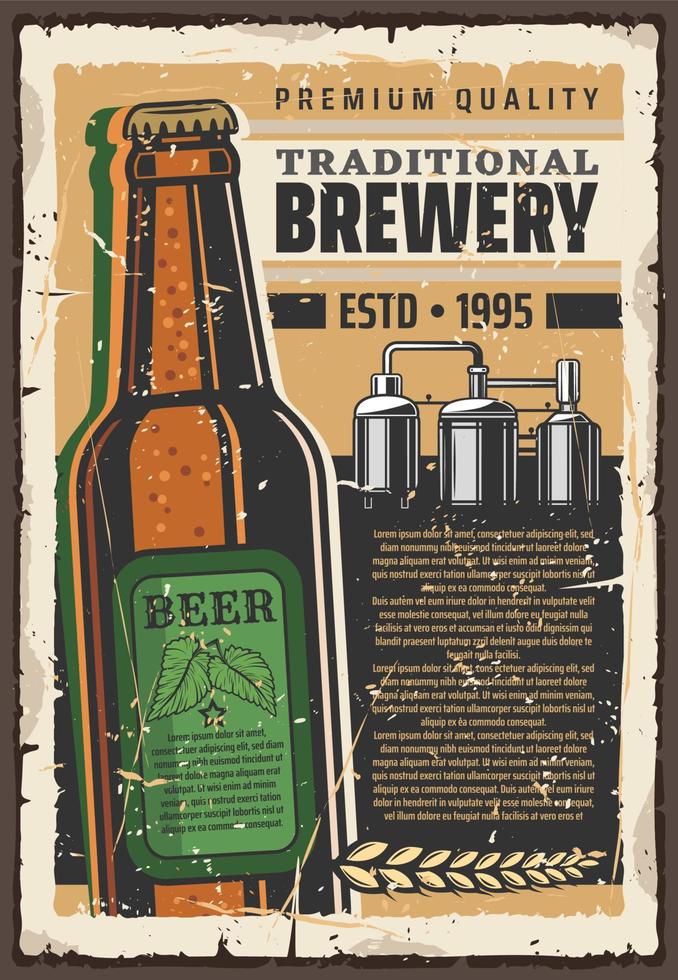 Brewery premium quality beer vector retro poster
