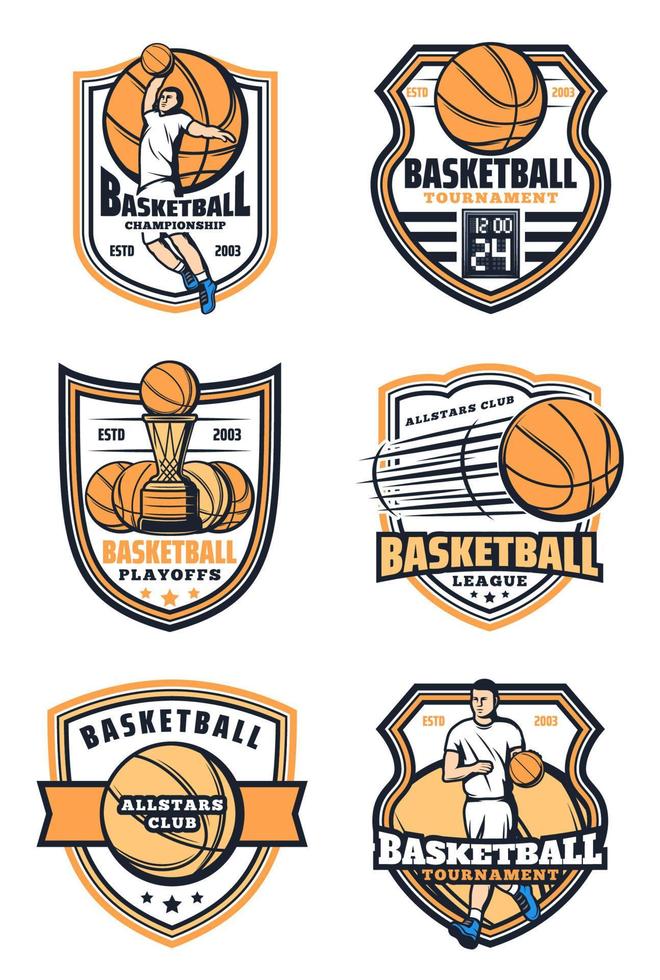 Basketball sport game icons, vector