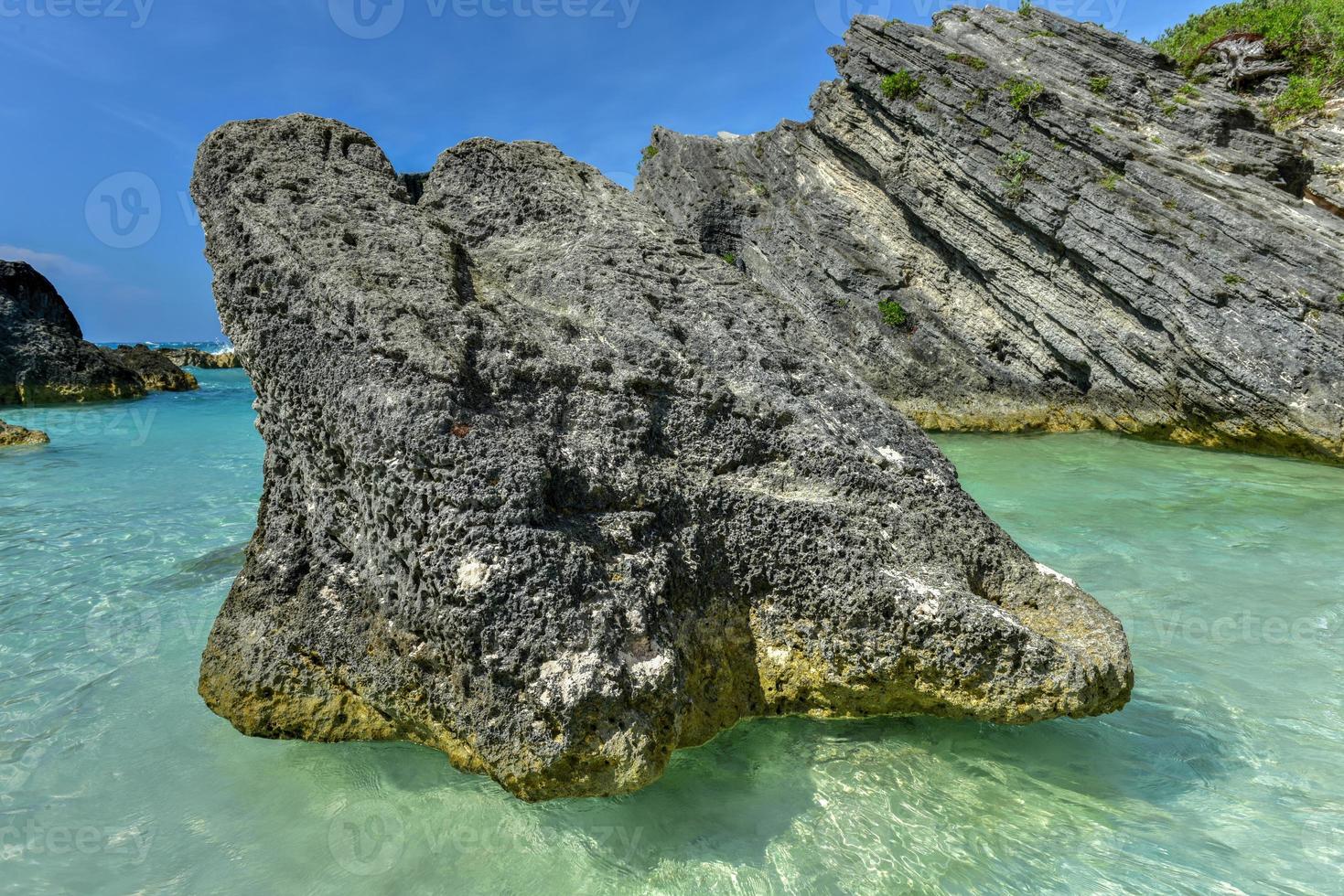 Crystal clear waters of Horseshoe Bay Cove in Bermuda. photo