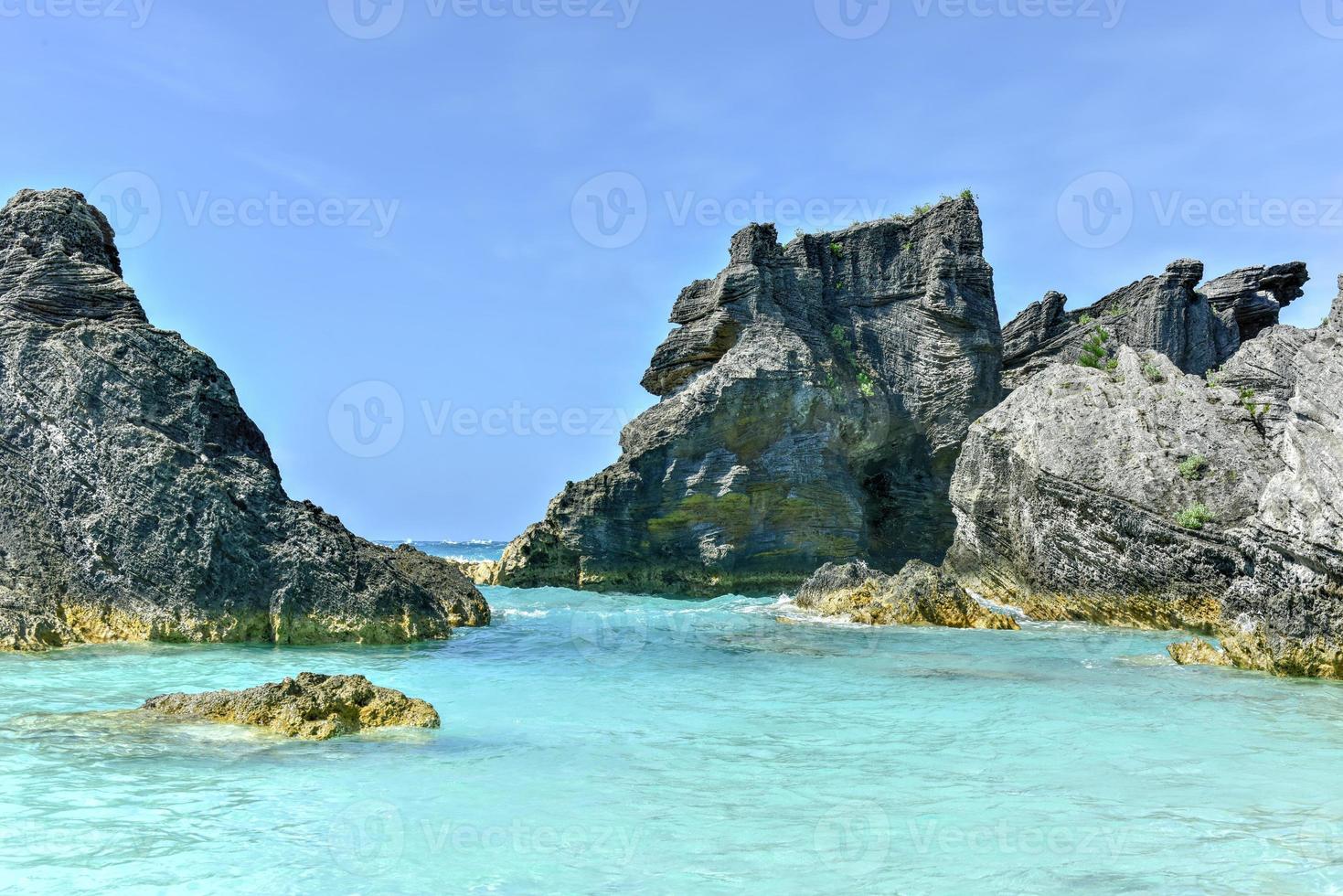 Crystal clear waters of Horseshoe Bay Cove in Bermuda. photo