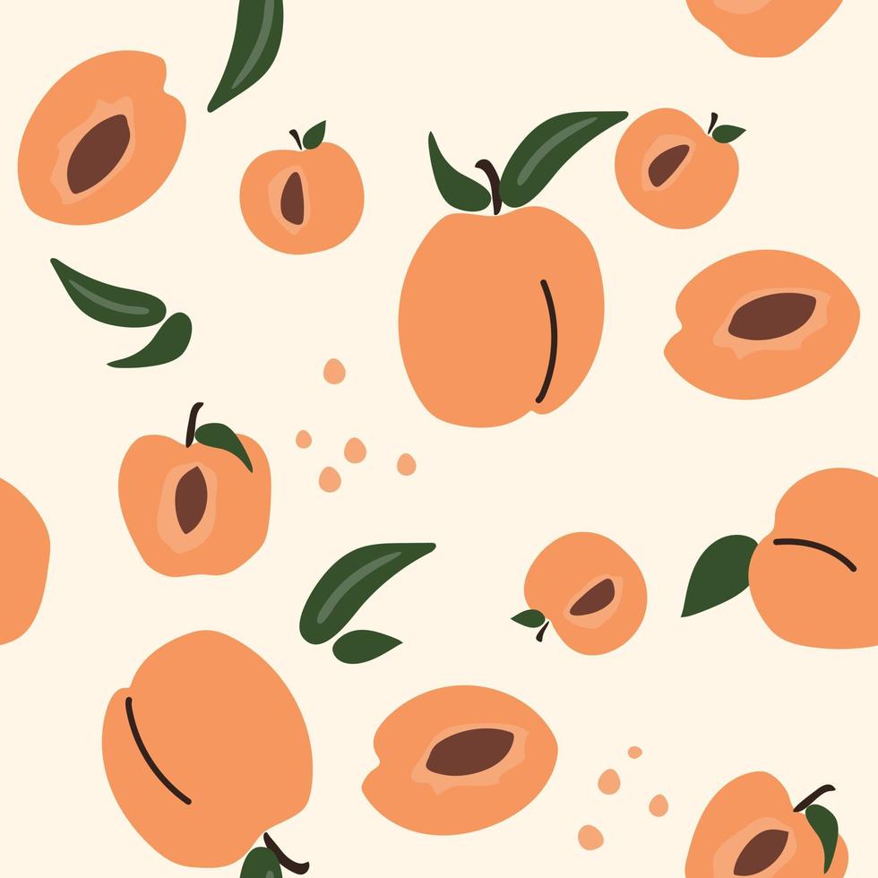 Seamless pattern with apricots and leaves.Modern design for fabric,paper,cover vector