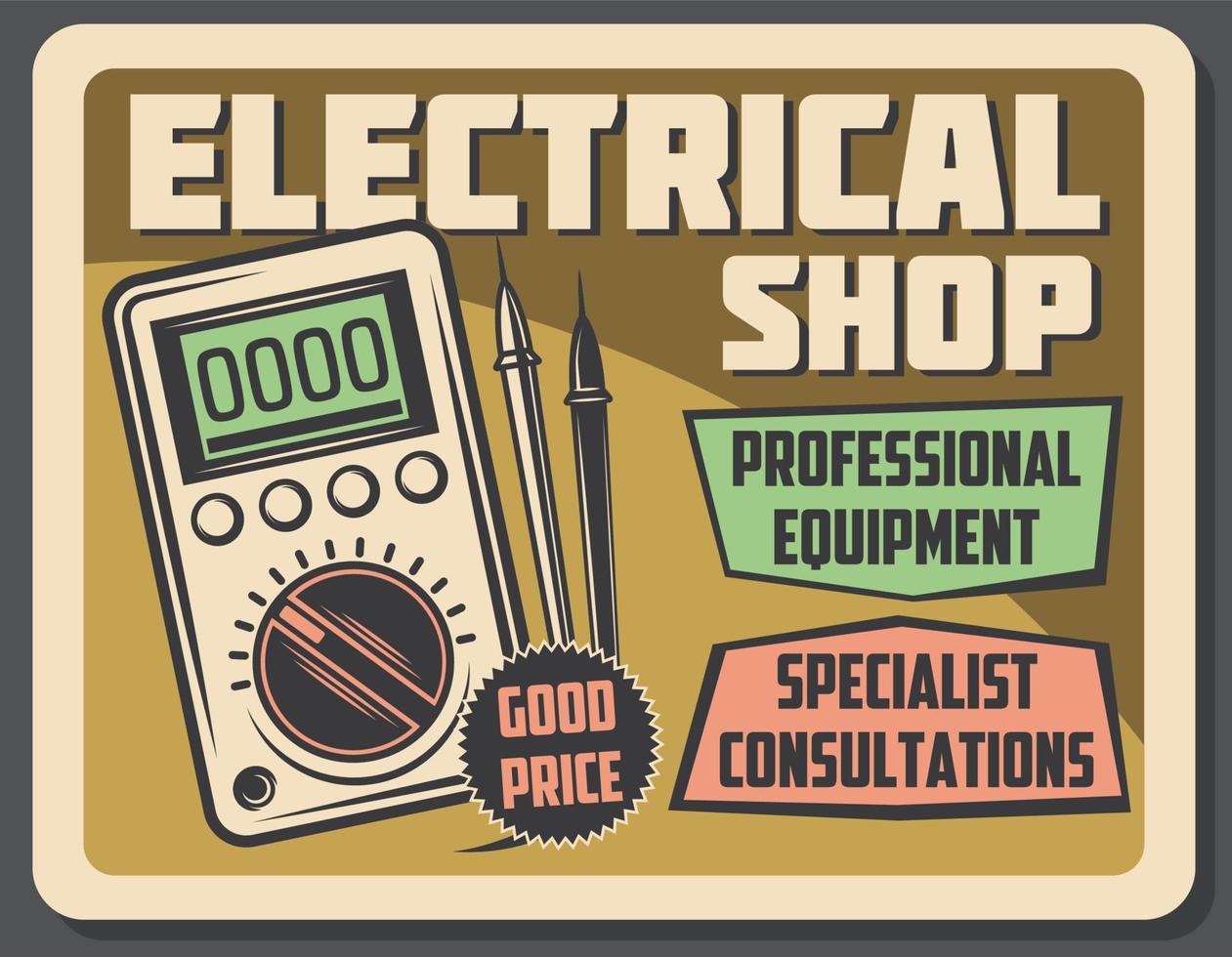 Electricity and voltmeter device, vector poster