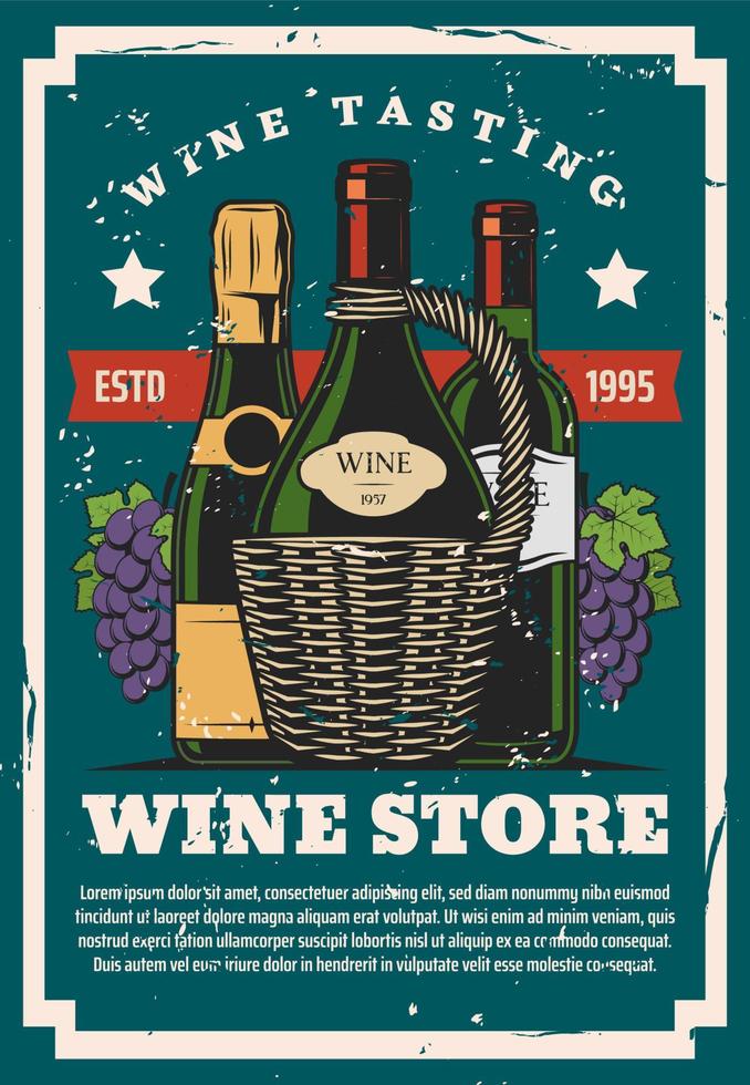 Winery, red and white wine store, champagne vector