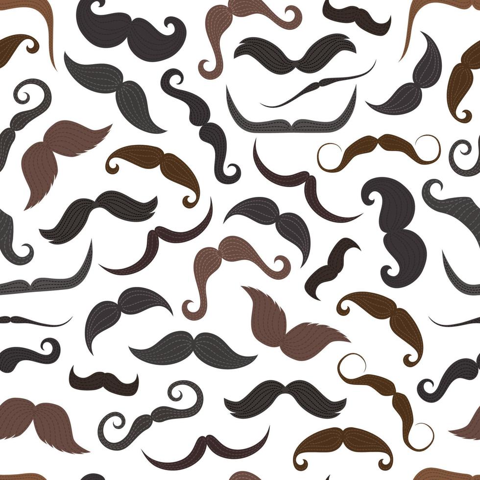 Cartoon hipster male mustaches seamless pattern vector